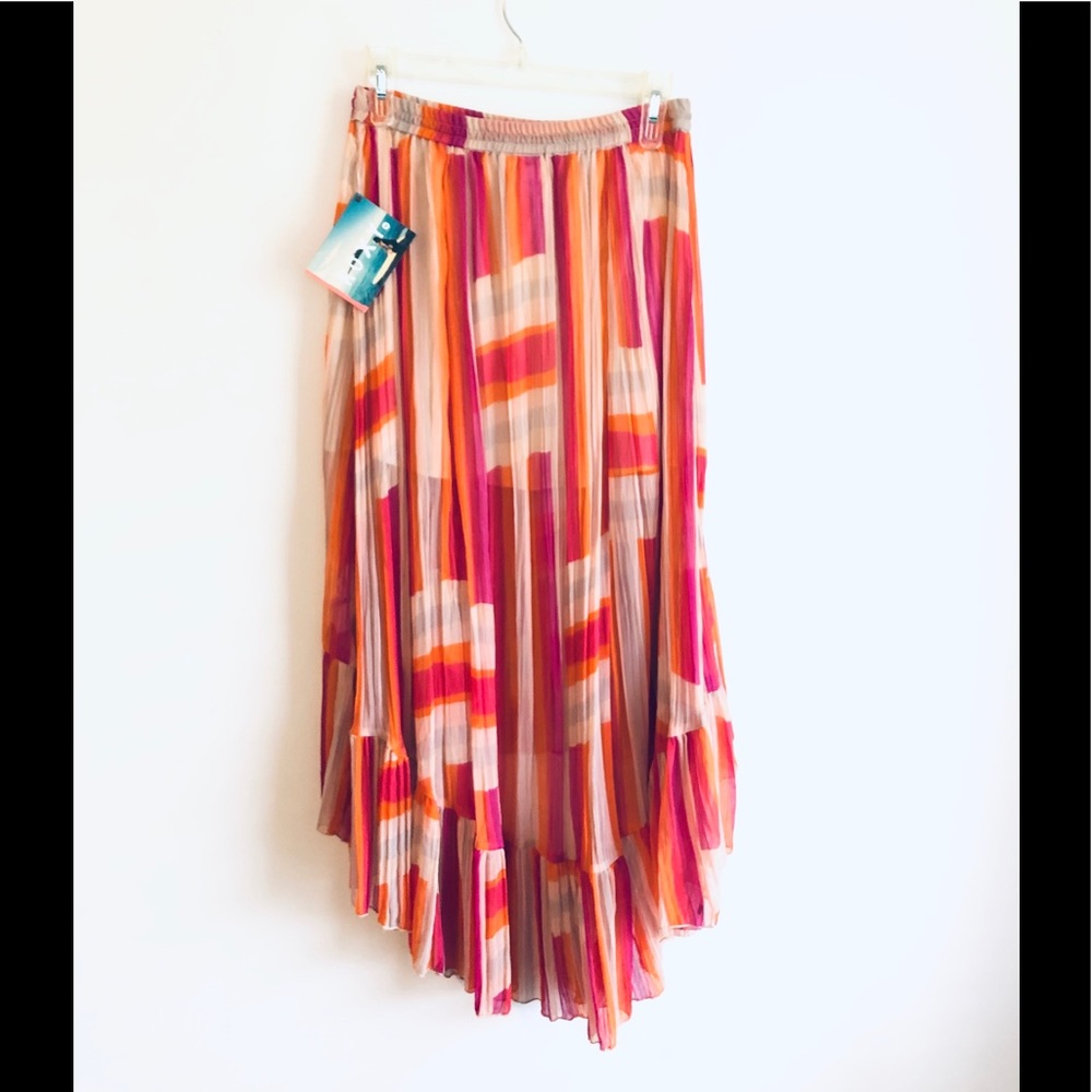 ROXY Orange / Pink High Low Midi Skirt 4 - Picture 5 of 6